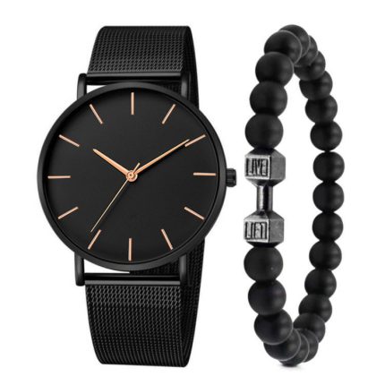 High Quality No Logo Simple Wristwatch Casual Men and Women Watch Gift Mesh Stainless Steel Band Unisex Thin Minimalist Watch